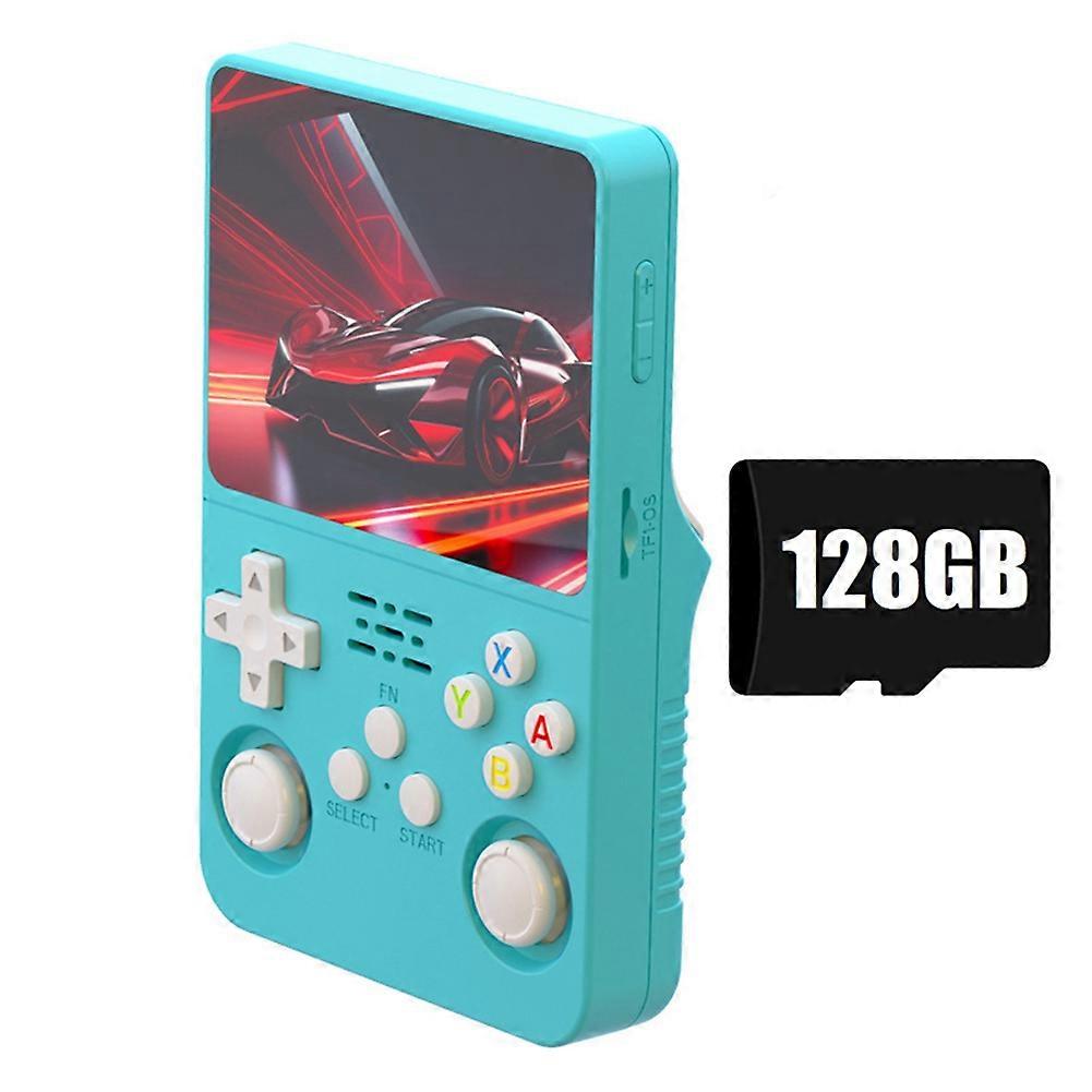 K36S R36S Retro Game Console 128GB 3.5 Inch IPS Screen Linux WIFI Portable Pocket Game Player for Kids Gift Sky Blue