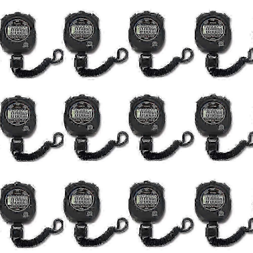12 pack Multi-function Electronic Digital Sport Stopwatch Timer, Large Display with Date Time and Alarm 529 0729 Edition 0927