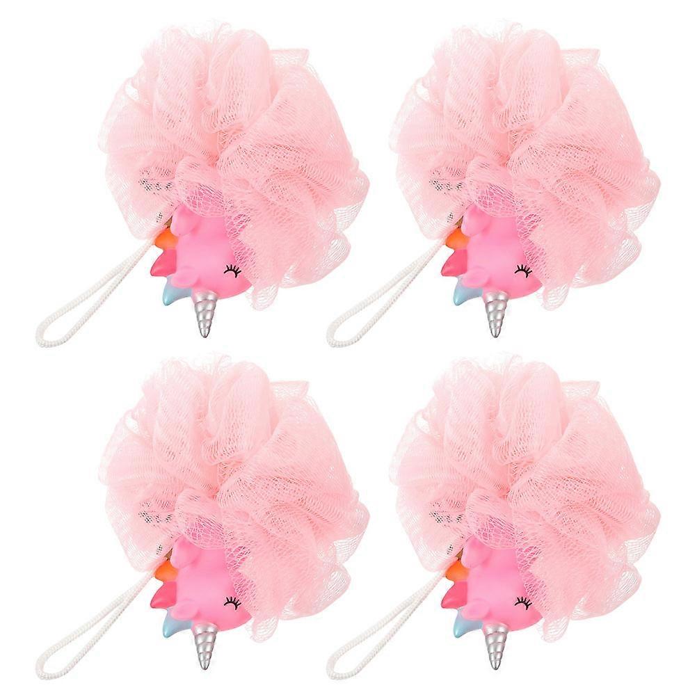 Kids Shower Loofah with Unicorn Design for Bathing 12Pcs Pink Sponge