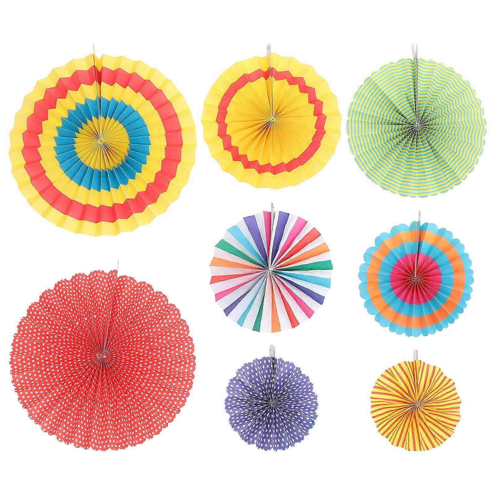 16Pcs Paper Fan Party Hanging Decoration in Assorted Color for Festive Events