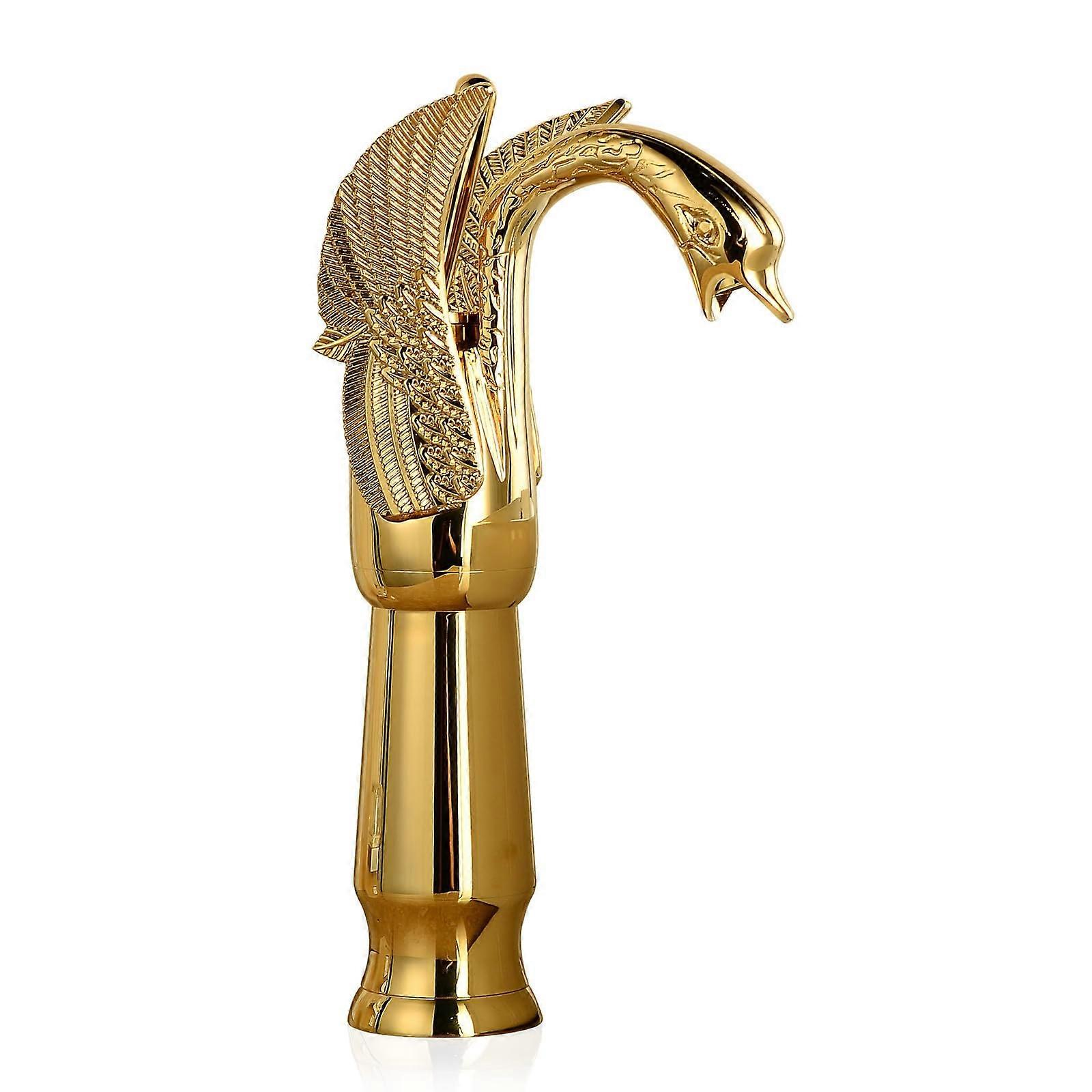 Retro Bathroom Basin Mixer Tap Vintage Gold Finish Brass Single Handle Arc Spout