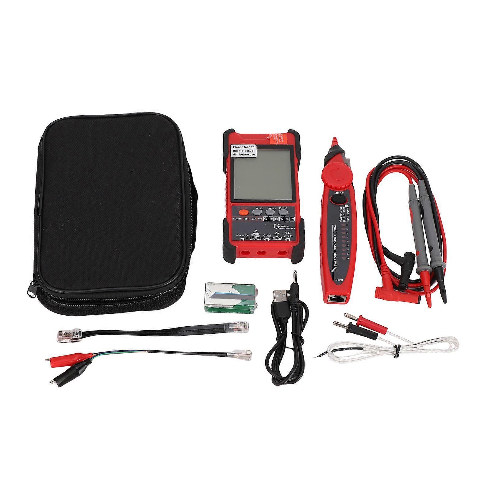 Handheld Portable Network Cable Tester ET618 with LCD Display, POE Test, Cable Pairing, Sensitivity Adjustable, Length Short Open Circuit Measurement