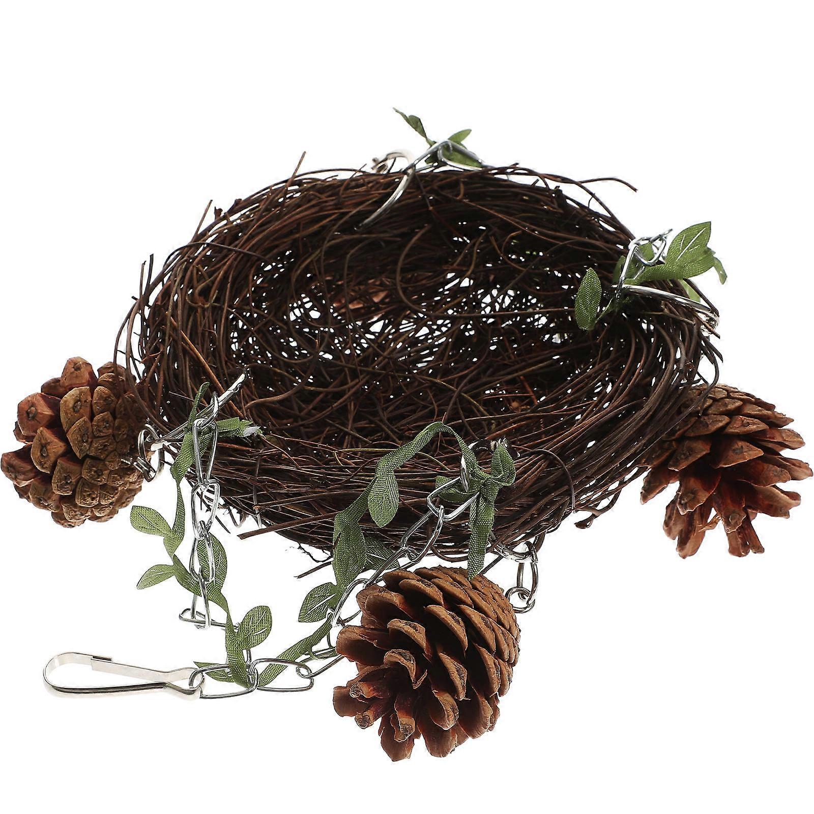 Hanging Parrot Nest Rattan Bird Cage Perch Comfortable Resting Place 13x22cm 1Set