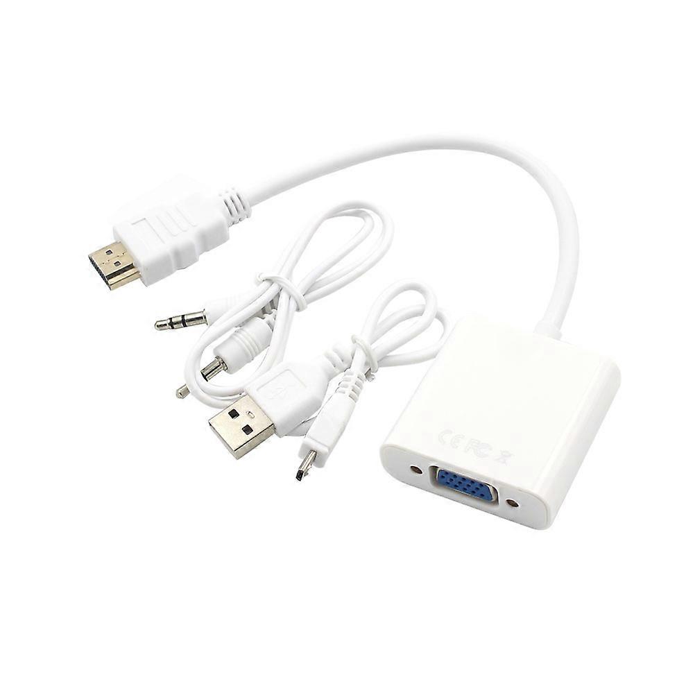 Video Converter Adapter Cable to Vga Adapter for Computer Connecting Devices White Function USB Power Supply 1Set