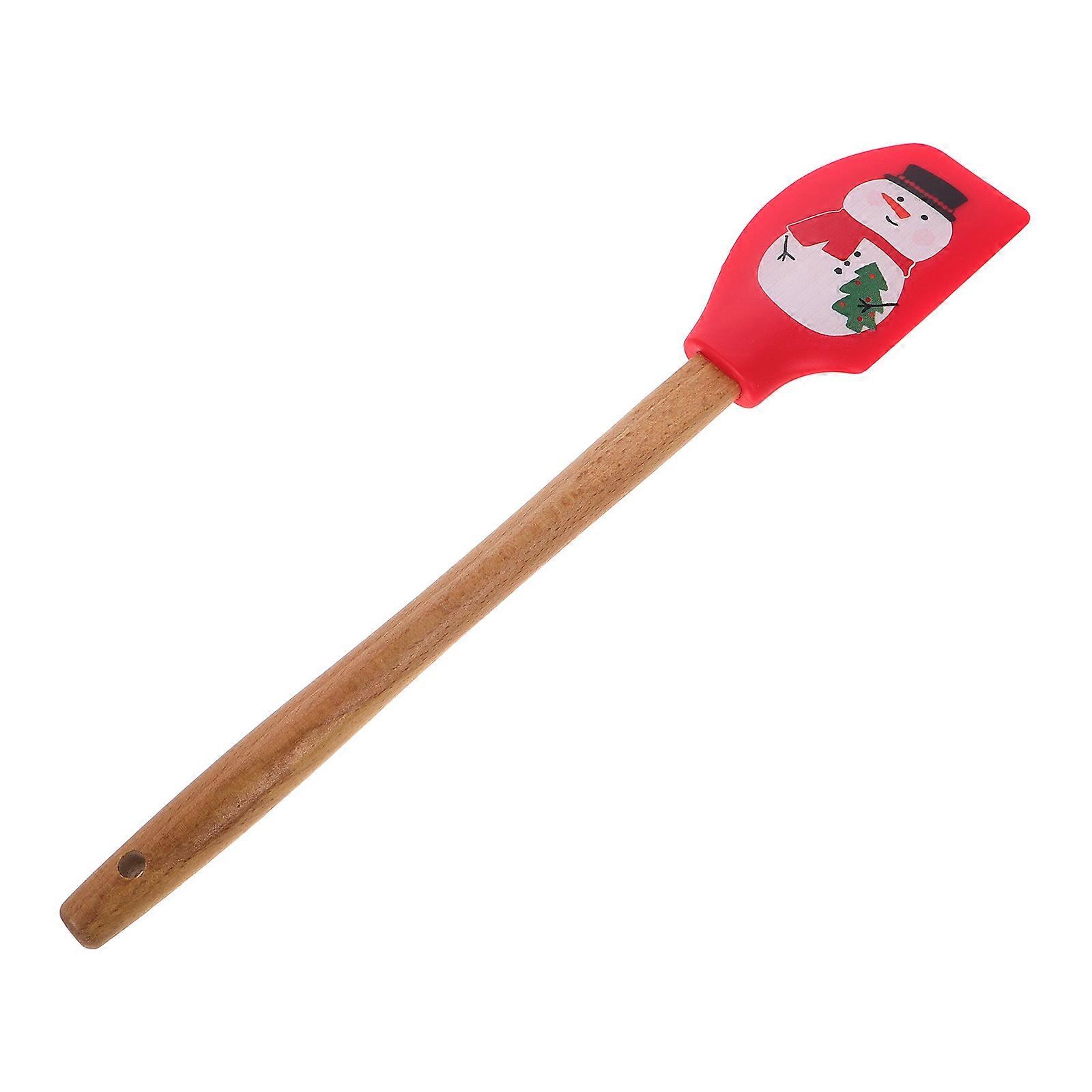 Funny Silicone Spatula With Wooden Handle For Christmas Celebrations And Holiday Baking Red Nonstick Performance 4Pcs