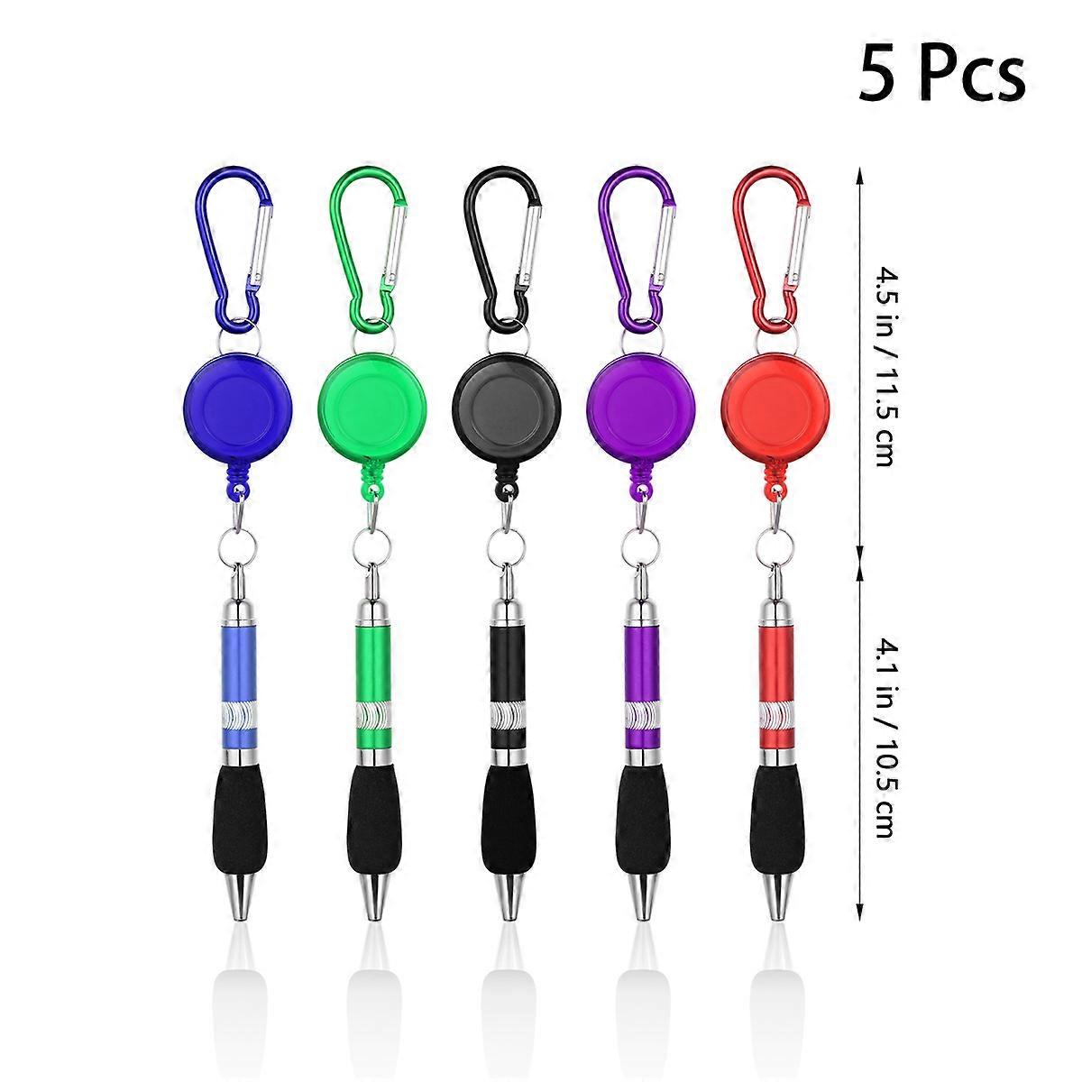 Pen For Badge Reel Tinksky 3 In 1 Retractable Badge Reel Pen Daily Use Blue Refill 5Pcs