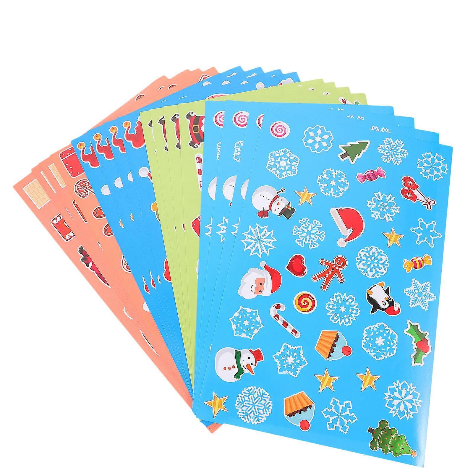 Multi Color Decorative Christmas Stickers For Birthday School Activities Strong Adhesive 32 Sheets