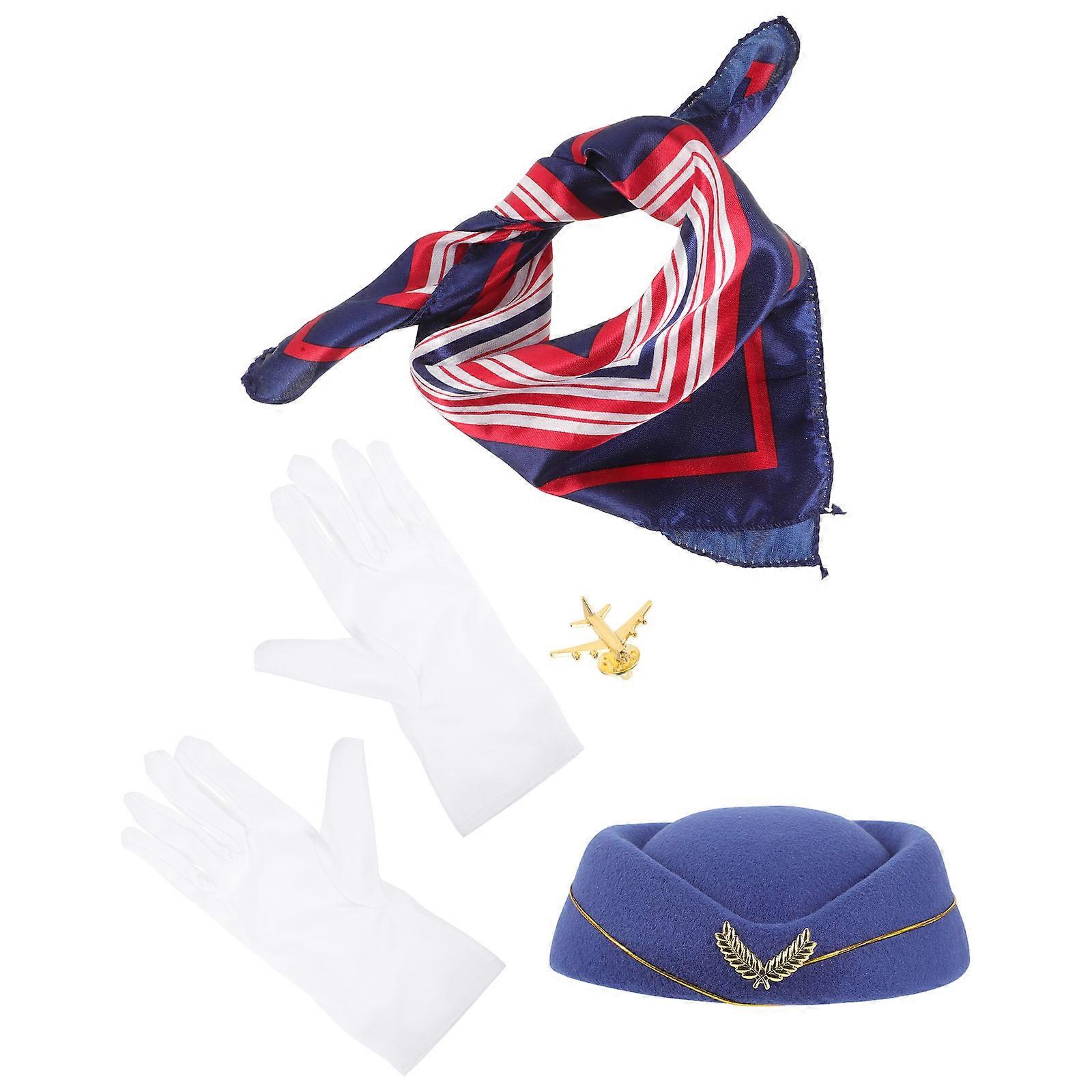 Flight Attendant Costume Stewardess Set for Role Play 4Sets