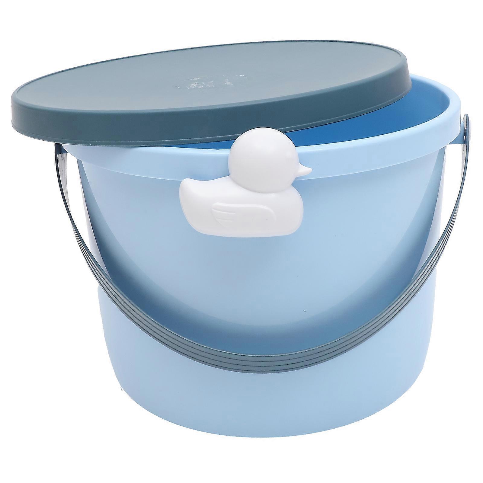 Building Blocks Toy Storage Bucket Plastic Organizer 2Pcs Sky-Blue