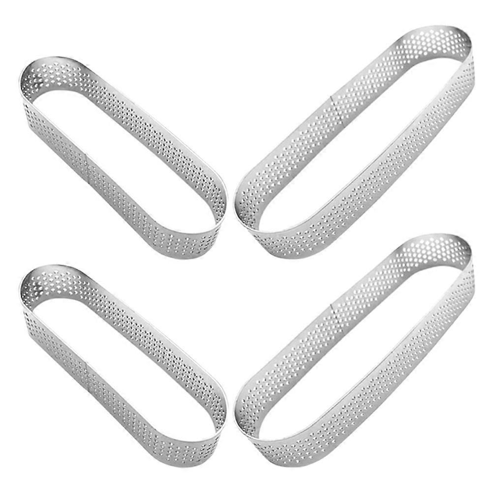 Stainless Steel Oval Tart Ring Baking Tools for Home Baking with Perforated Structure and Easy Release Nonstick Surface 16 Pcs