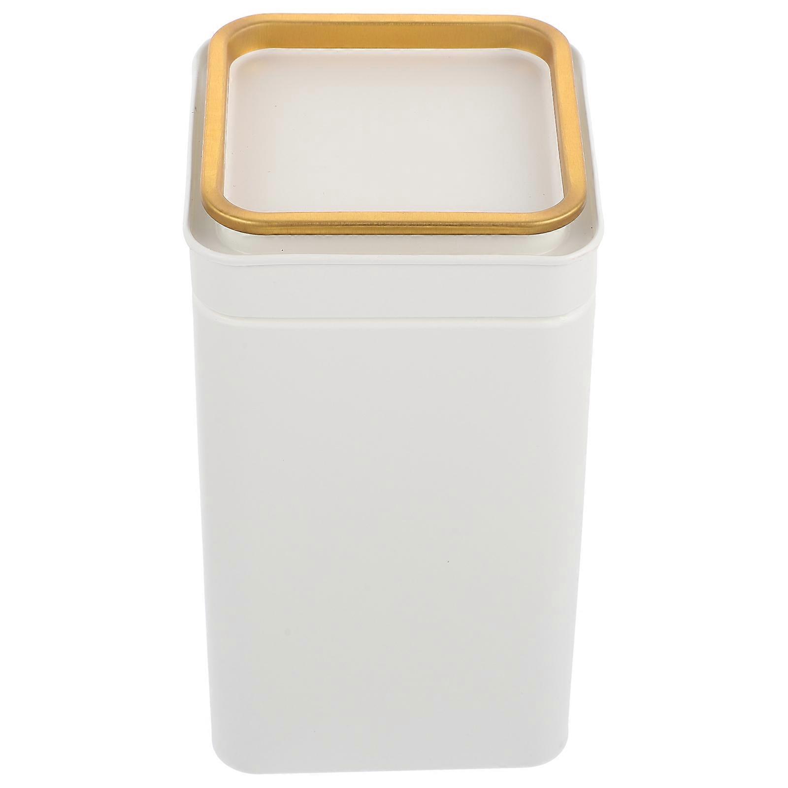 4Pcs Rectangular White Tea Jar Tinplate Canister Ideal For Home Storage And Shopping Mall Use Featuring Waterproof Functionality