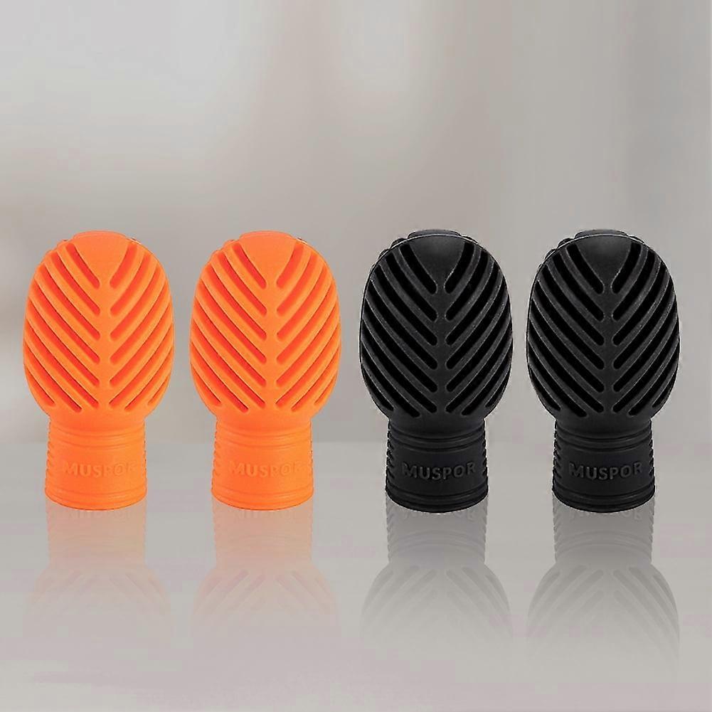 4Pcs Silicone Drumstick Silent Tips - Compatible with HBASD, Orange & Black Mute Replacement for Percussion Practice