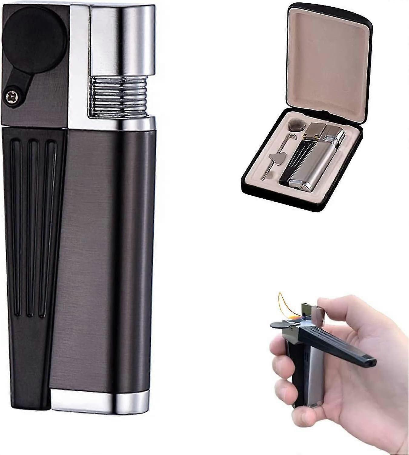 Lighter Pipe Combo - Rebatedor Portátil Isqueiro Dobrável Isqueiro Chama Aberta Multifuncional 2-em-1 Metal Isqueiro Pipe Combo Melhores Presentes Para Homens S (d)