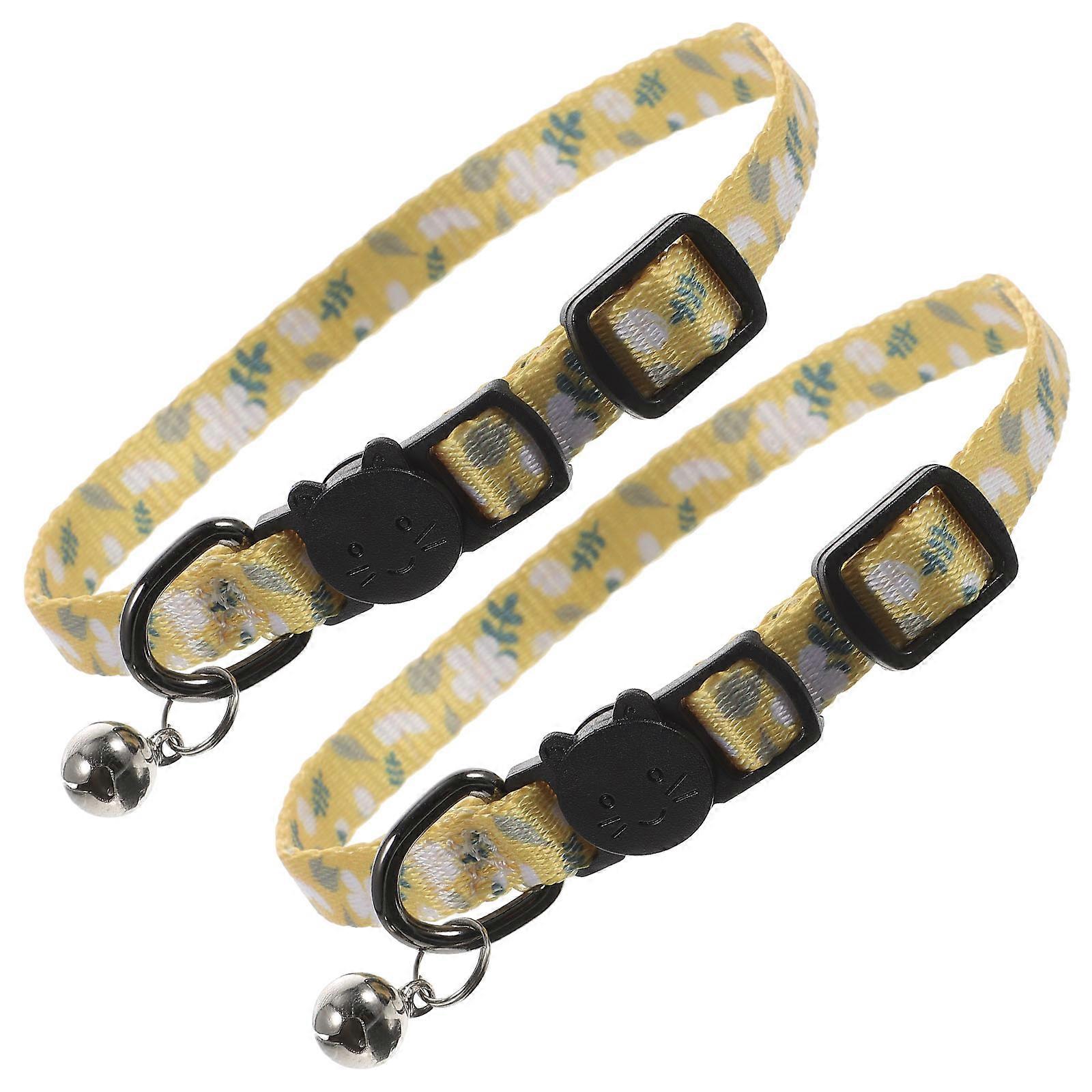 Chic Breakaway Cat Collars Adjustable For Pet Kittens Featuring Yellow Design 4Pcs Kit