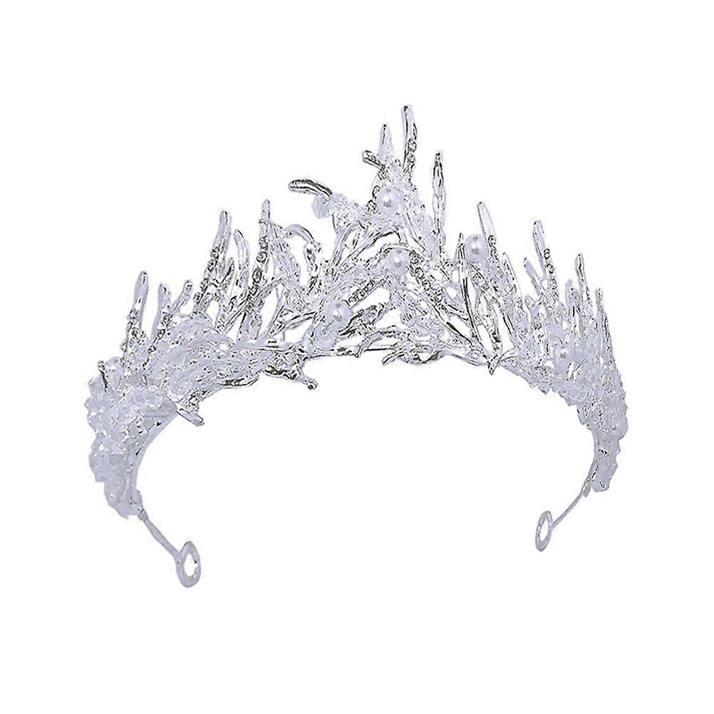 Silver Crystal Beaded Wedding Tiara for Bridal Accessory 1Pcs