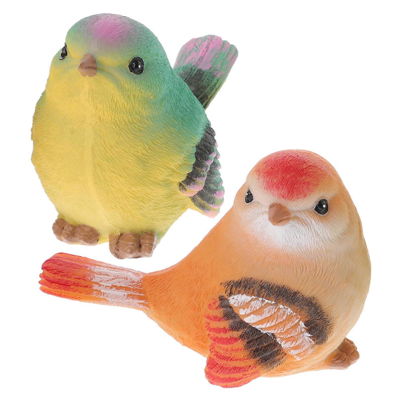 Small Bird Figurines Resin Garden Decorative Props for 6Pcs Set