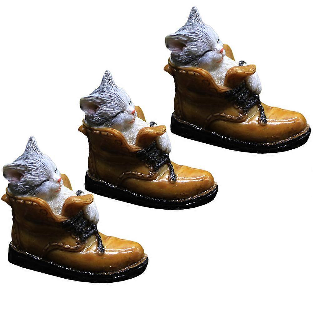 Micro Landscaping Kitten for Decor Purposes with 6Pcs Light Brown Figures