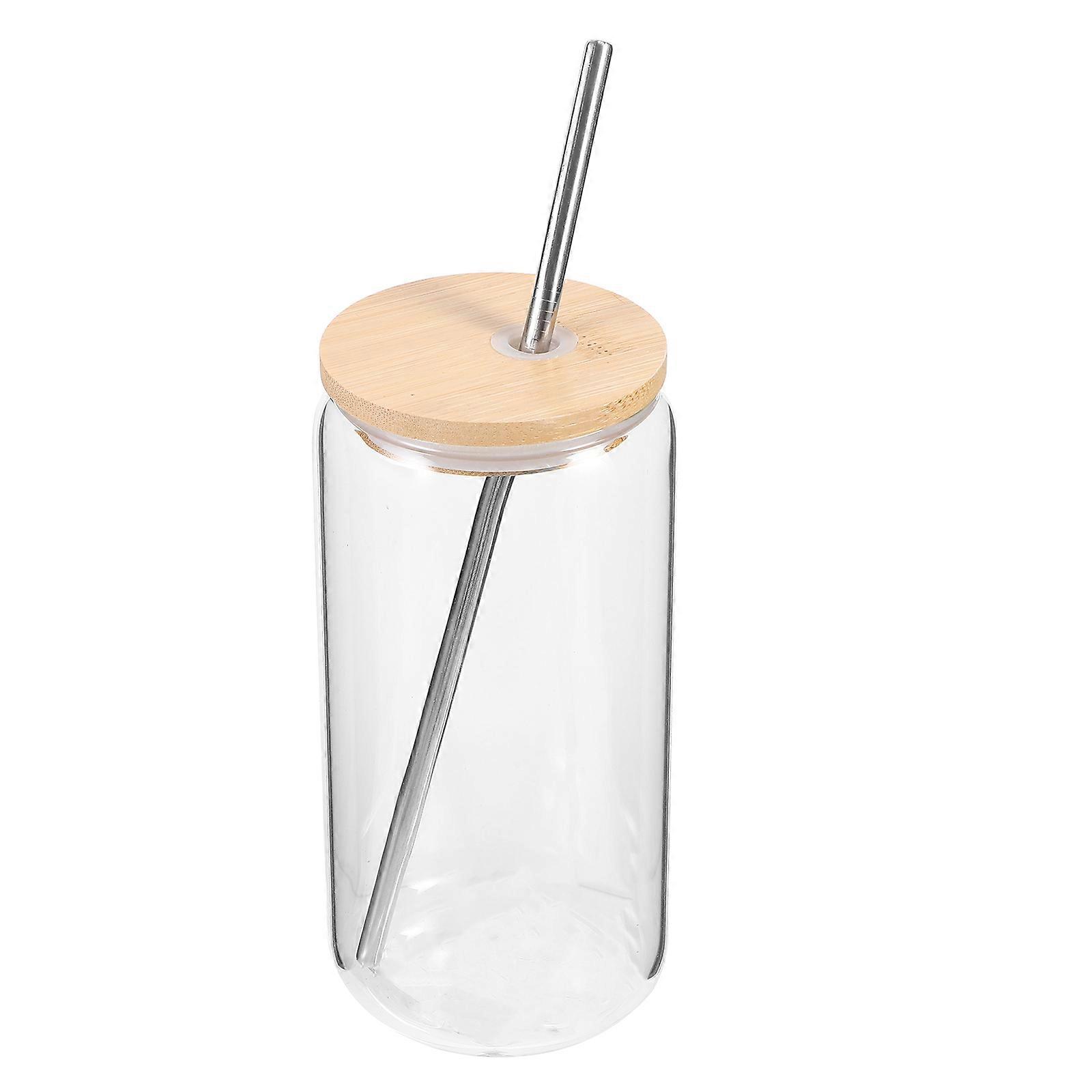 Drinking Glass Cup With Lid And Straw For Family Use Practical Design 1 Set Made Of Glass