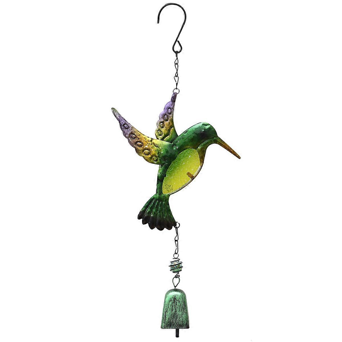 Glass Wind Bell Iron Wind Chime for Door Hanging Decoration 2Pcs Green