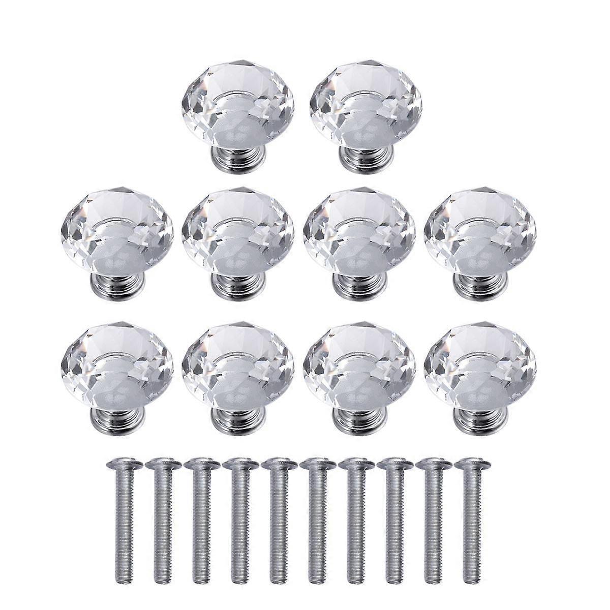 Cupboard Pull Knob for Cabinet Drawer 20Pcs Silver Crystal Decorative Knobs