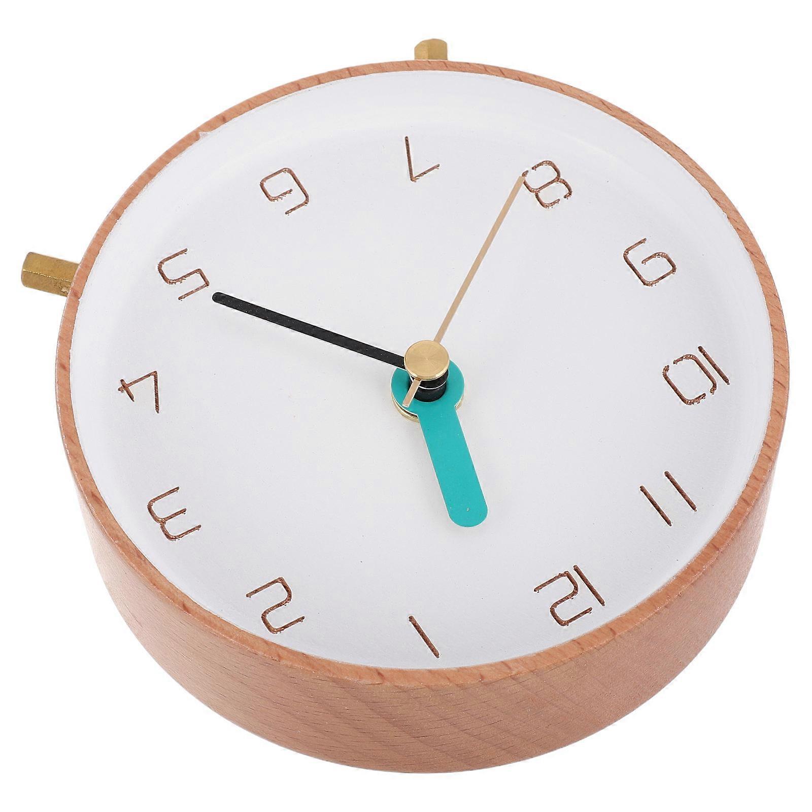 White Wooden Silent Desk Clock Analog for Office Home 4Pcs Set