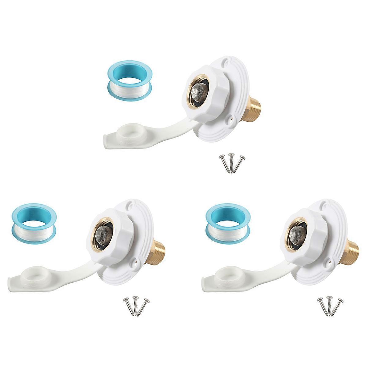 RV Water Inlet Connection City Water Fill Inlet Flange Brass with Check Valve RV Water Hose Connecto