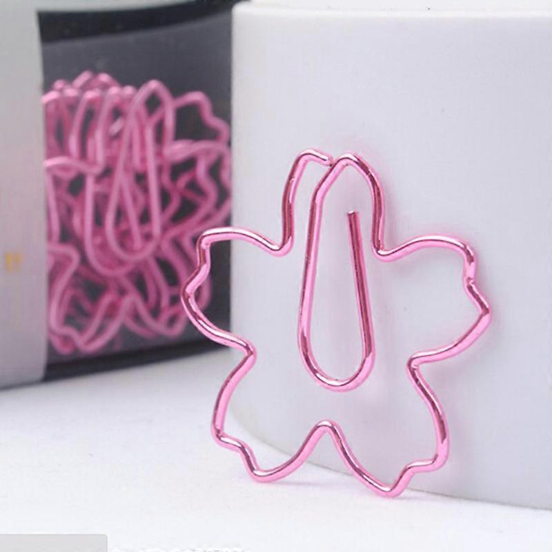 12pcs Plated Pink Paper Clips Paper Needle Bookmark