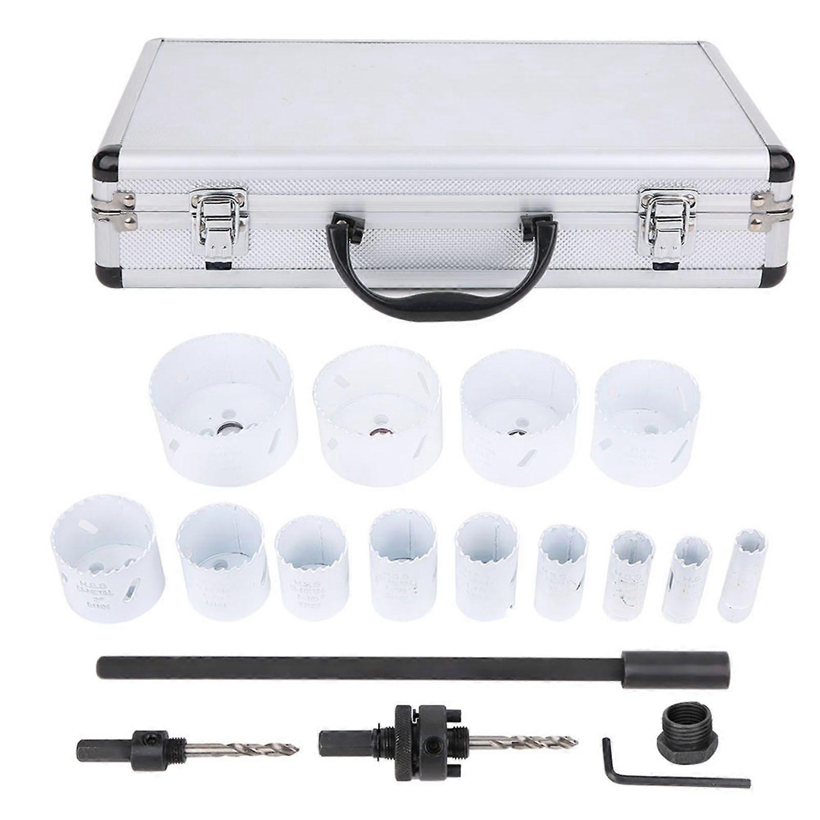 16PCs Hole Saw Bit Set Woodworking Tool for Plaster / PVC / Thin Board / Pipeline / Downlight