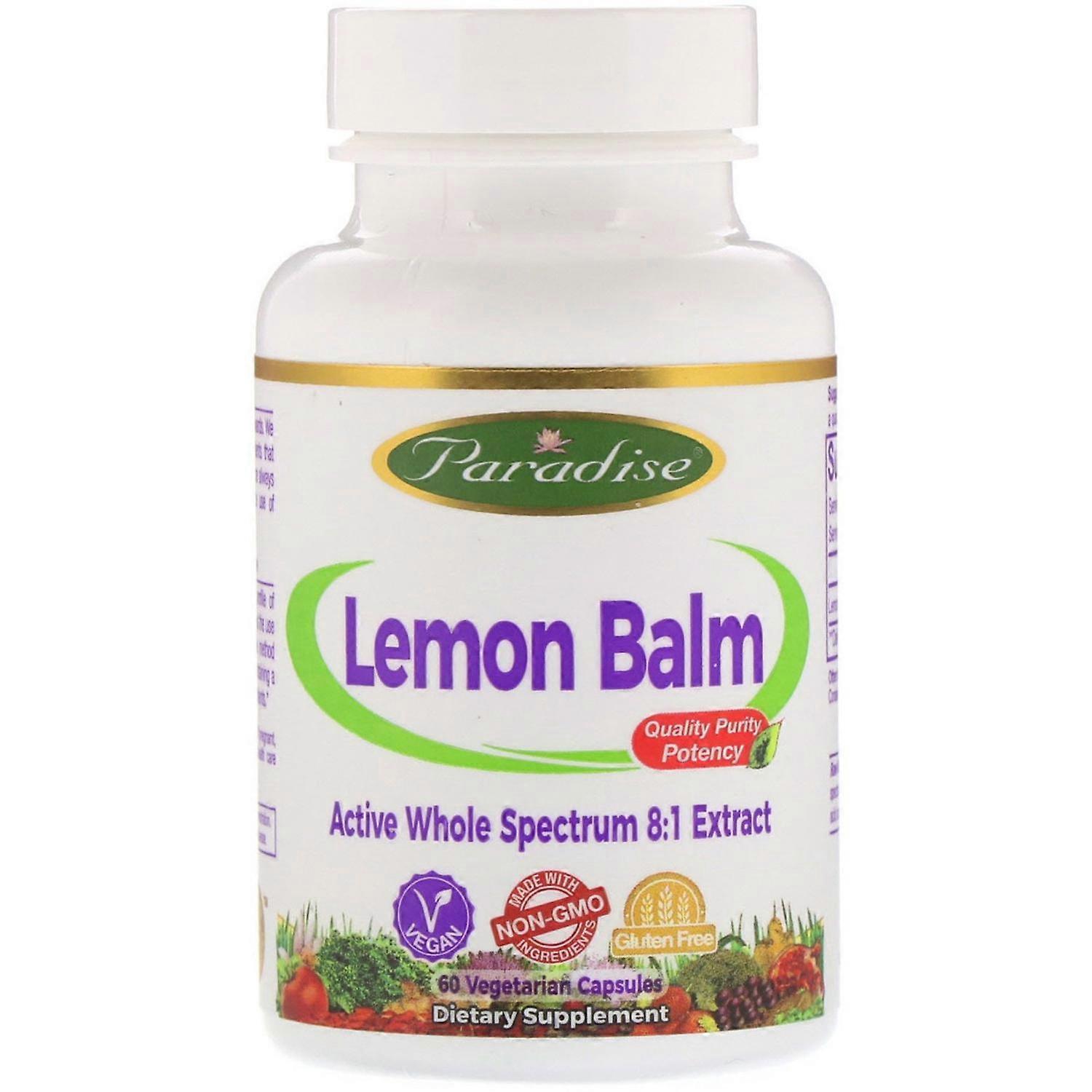 Paradise Herbs, Lemon Balm, 60 Vegetarian Capsules
