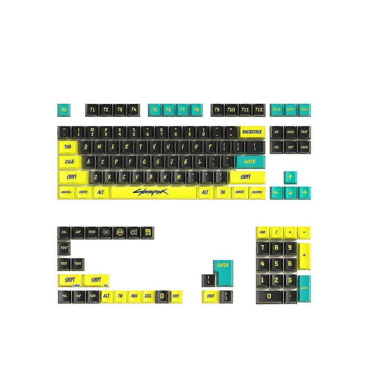Black Friday : Cyberpunk 129-Key Keycaps with Side-Legend & Shine-Through -HK1016