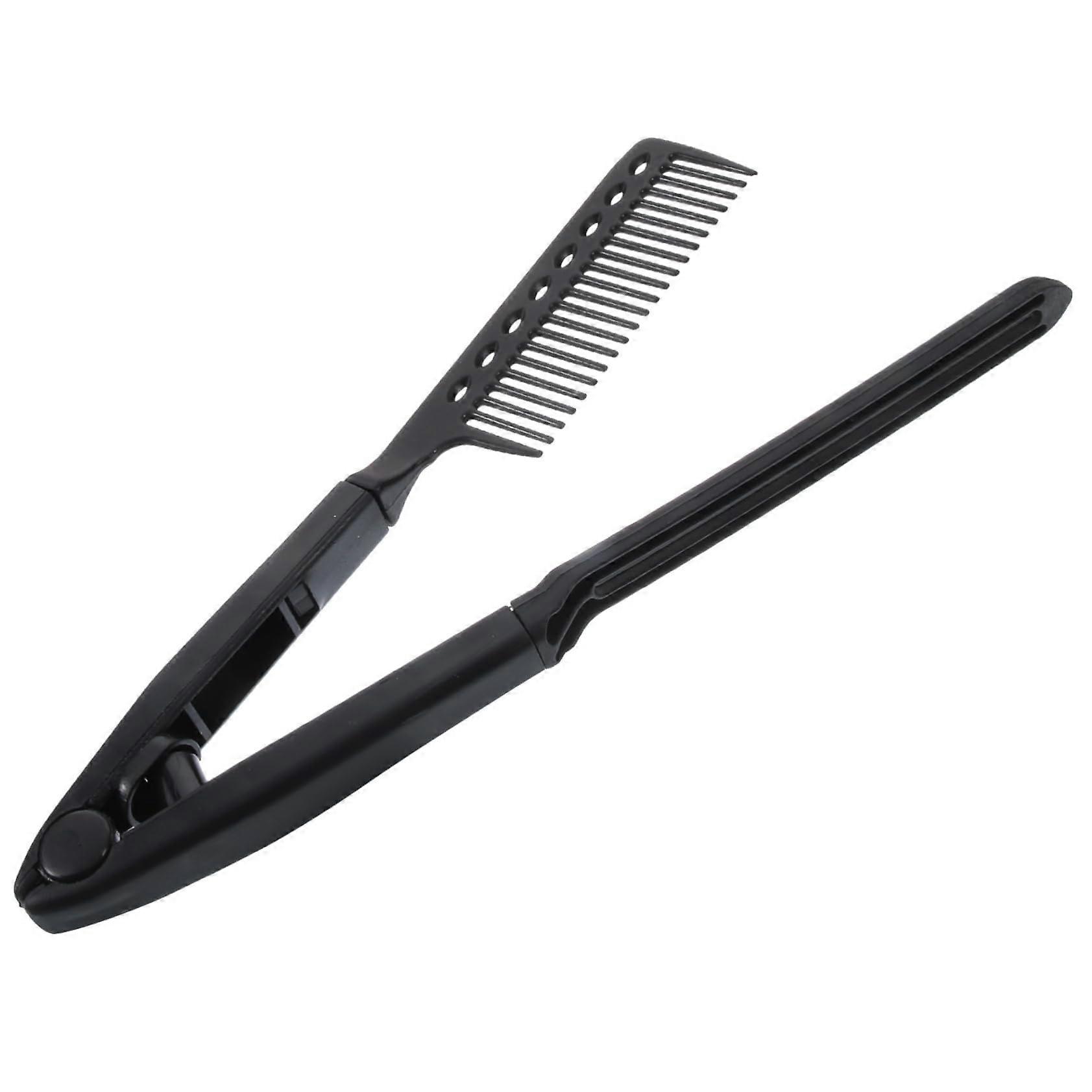 Folding V Shaped Hair Straightener Comb Portable Salon And Home Use Tool Durable Design Compact Travel Random Color
