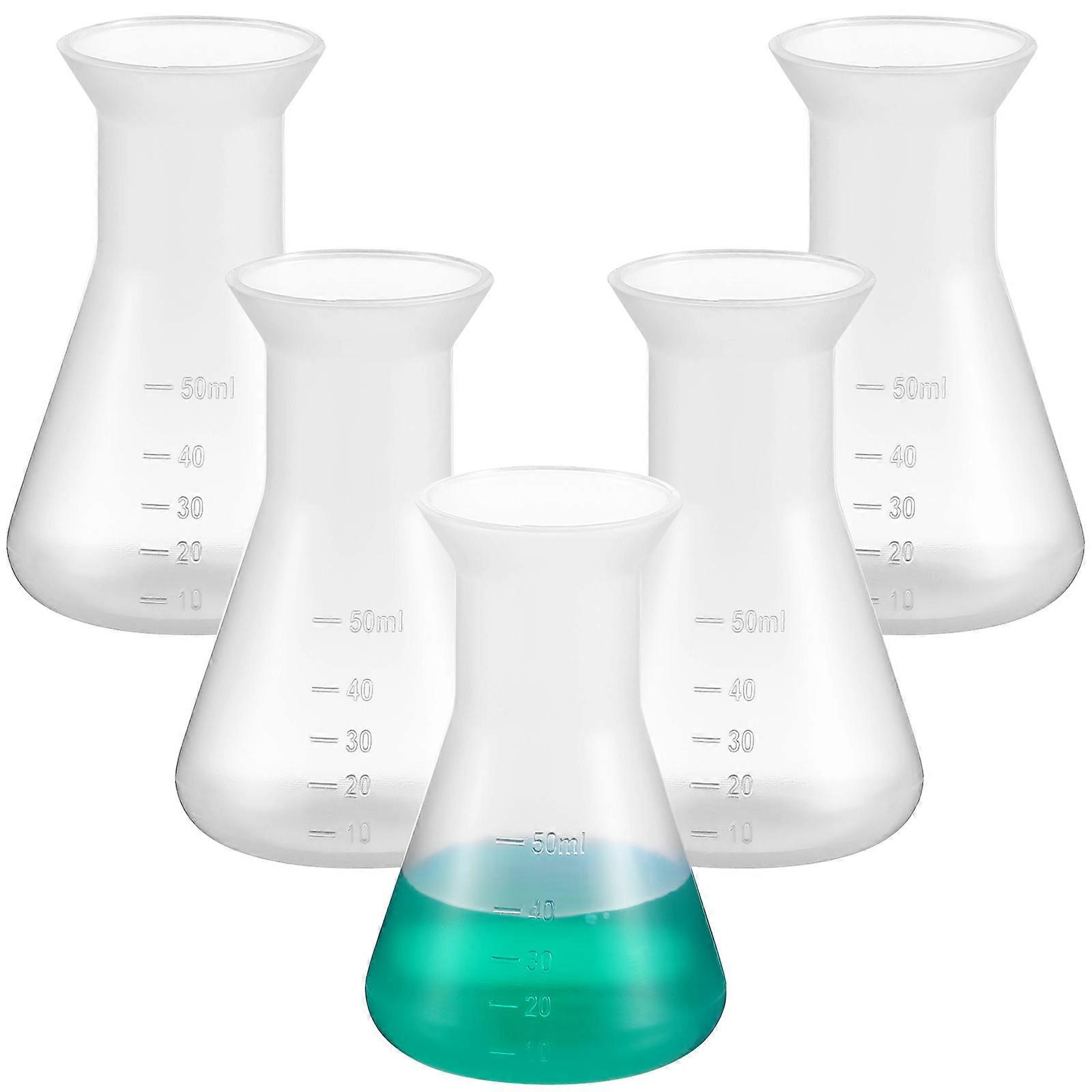 Plastic Beakers Erlenmeyer Flasks for Storage 5Pcs Transparent Laboratory Tools