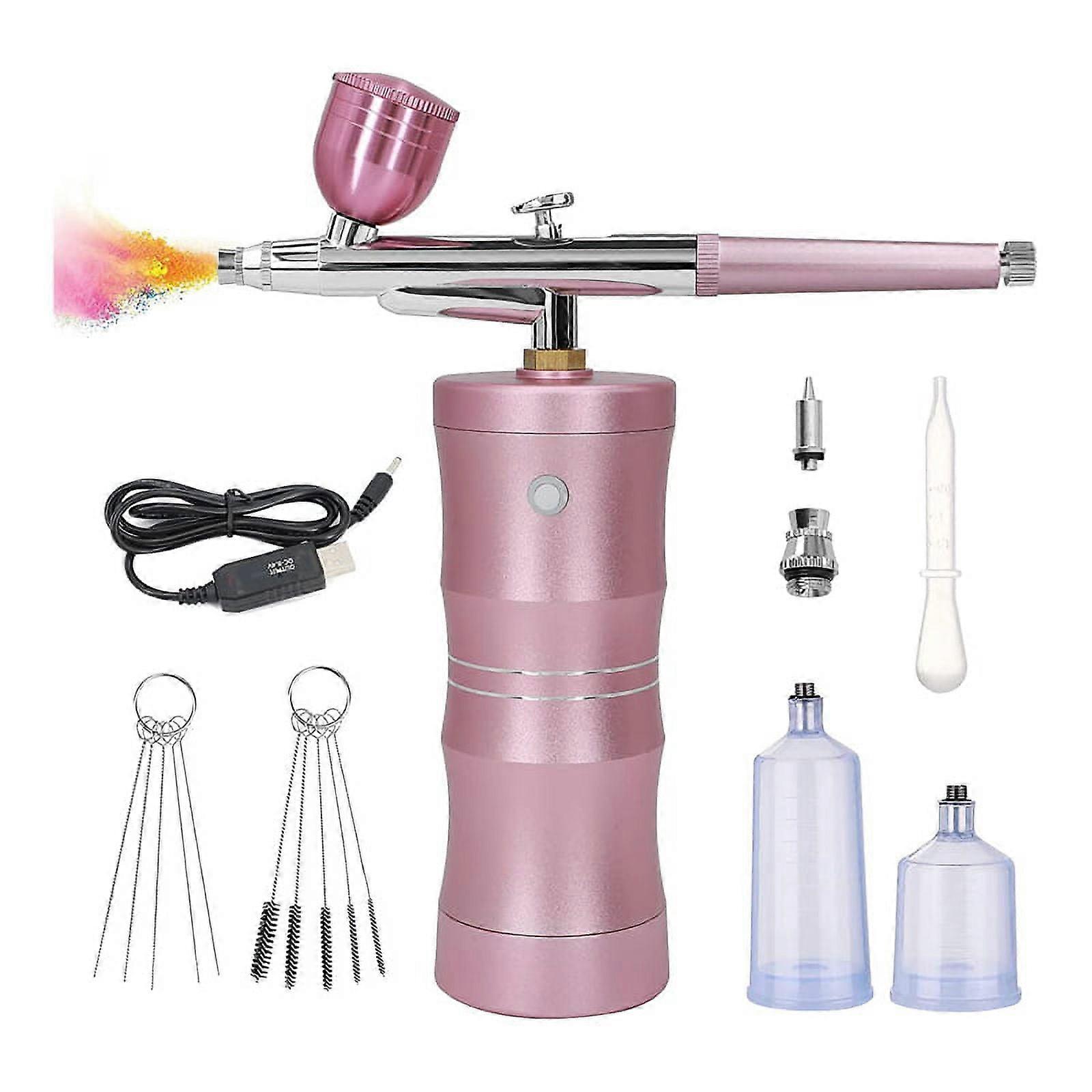 Kit with Air Compressor, Upgraded 7.4V 34PSI Spayer Rechargeable Portable Cordless Pink