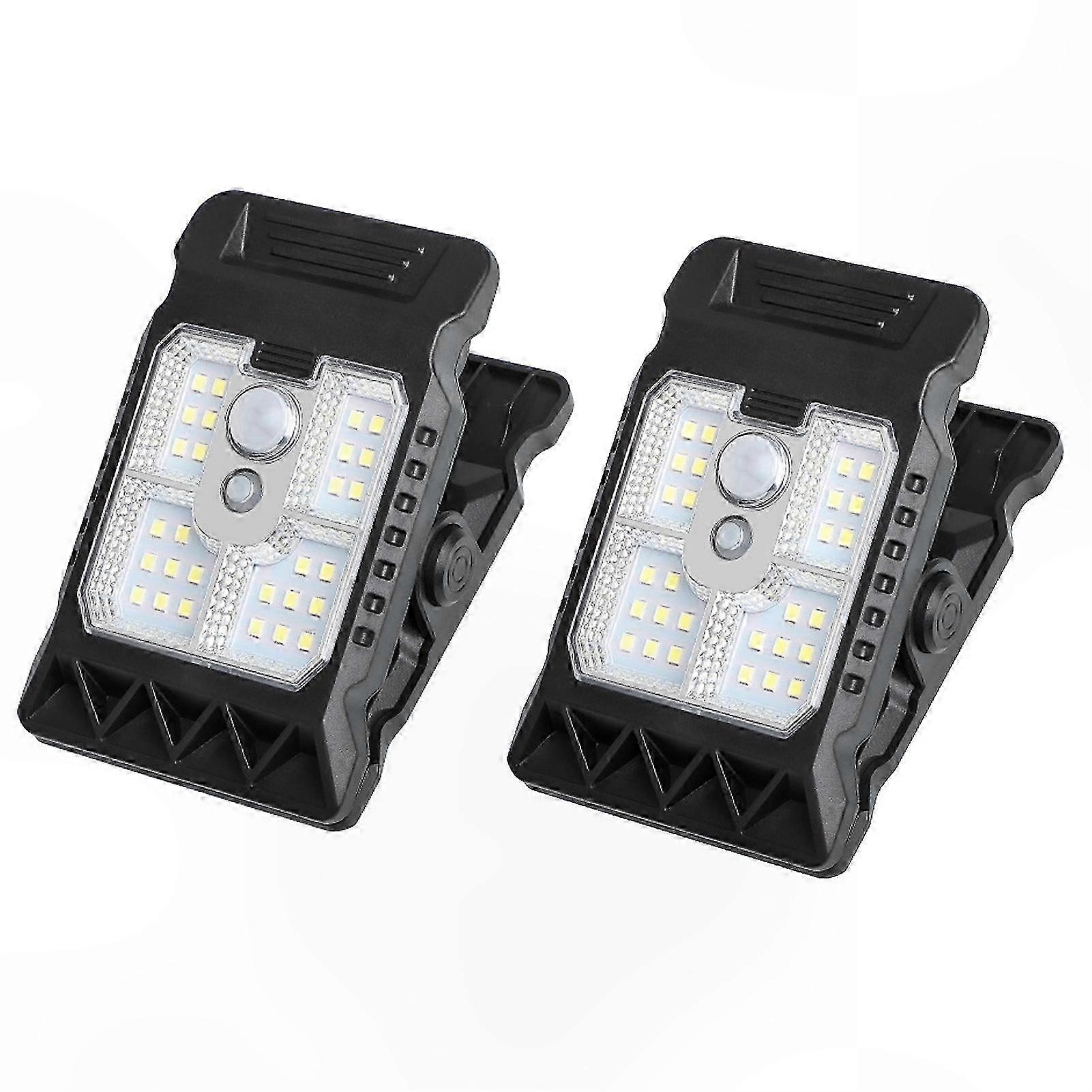 2-Pack Solar-Powered Clip Lights with Motion Sensor for Garden, Balcony, Patio Use