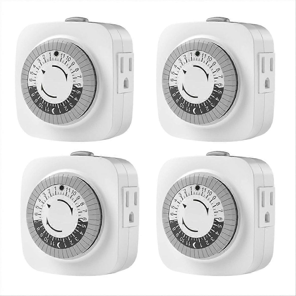 24 Hour Indoor Mechanical Timer 3 Plug Socket Timer,30 Min Daily on/Off Cycle for Lamps, Christmas Tree Lights US Plug