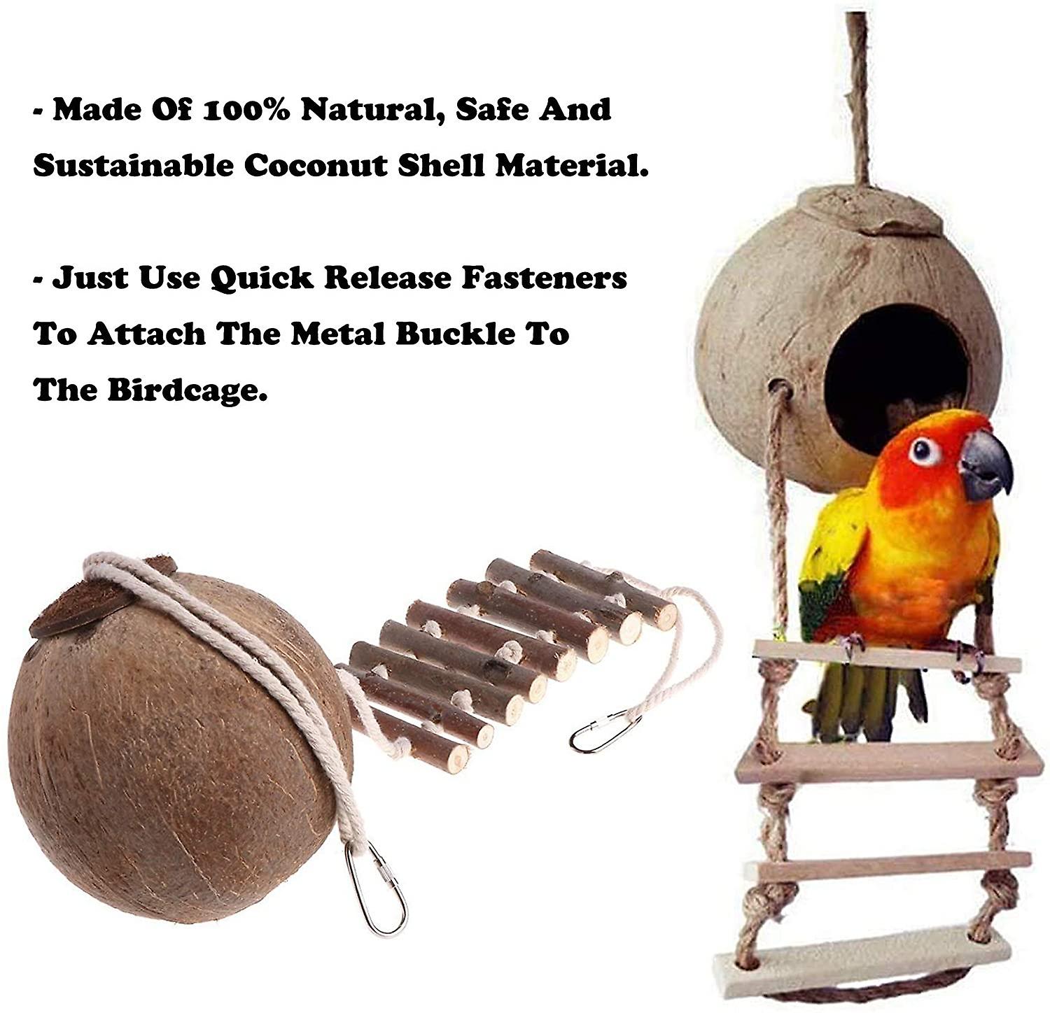 Kokosnuss Vogelhaus - Natürliches Nisthaus Für Papageien & Sittiche