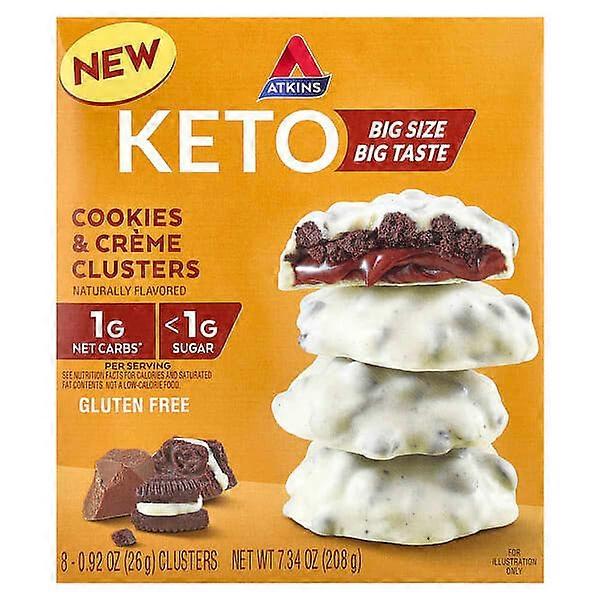 Atkins, Keto Cookies & Creme Clusters, 8 Clusters, 0.92 oz (26 g) Each