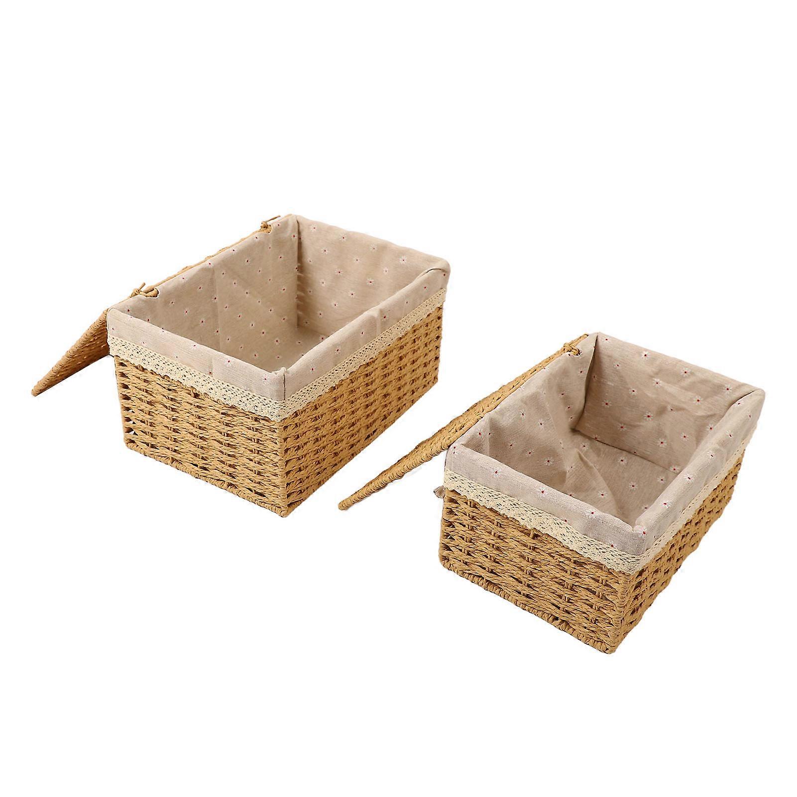 4Pcs Glass Weaving Storage Baskets Set Large Capacity Boxes