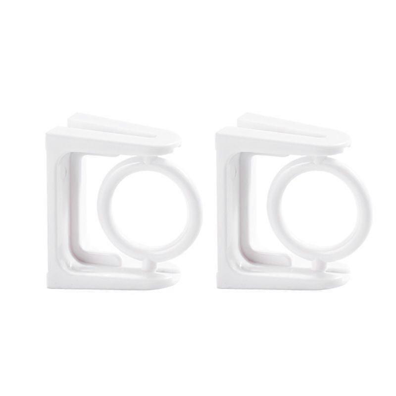 Self-adhesive curtain pole brackets (no drilling required) 2-piece towel rail fixing with 360 swivel ring White wall fixing pole hooks (for bathroom,
