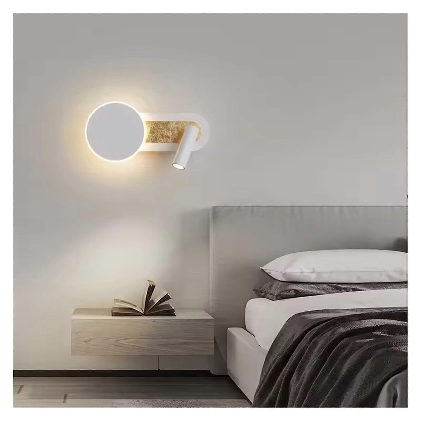 LED Wall Lamp Modern Bedroom, Rotating Adjustable Sconce Lamp, Bedside Study Reading Light With Switch, White Finish