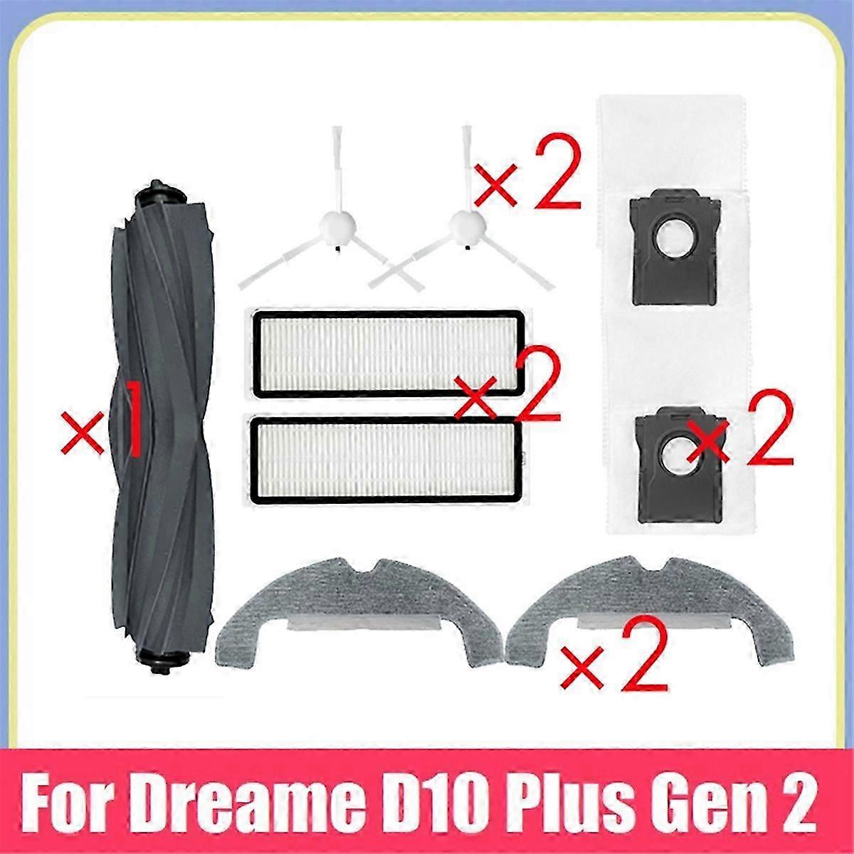 Rubber Brush for D10 Plus Gen 2 RLD32GD Replace Parts Accessories 2X Side Brush Hepa Filter Mop Clot