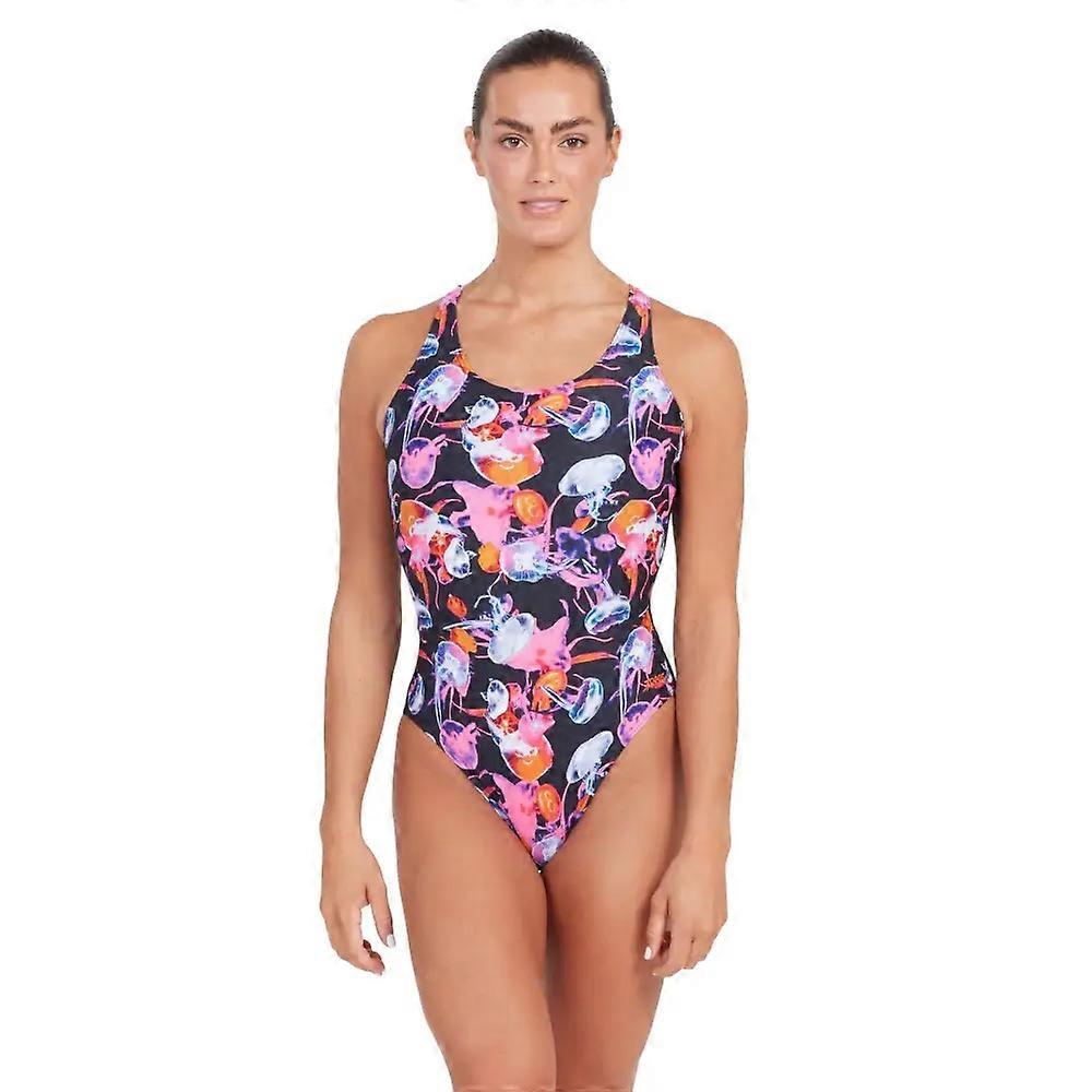 Zoggs Sea Flowers Actionback 泳衣 - 黑色/多色