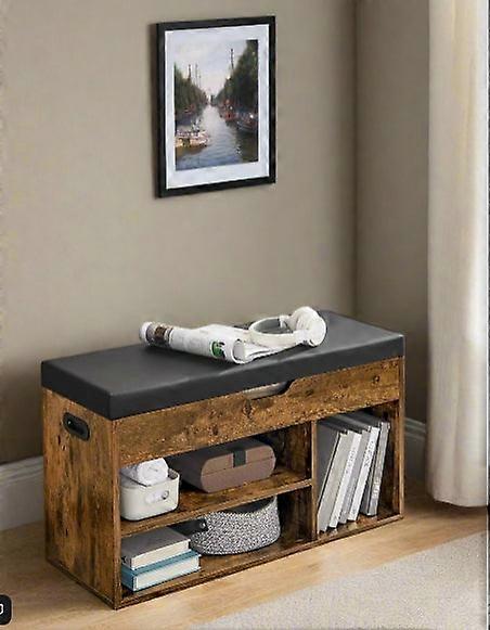 Shoe Bench With Cushion And 3 Compartments Storage