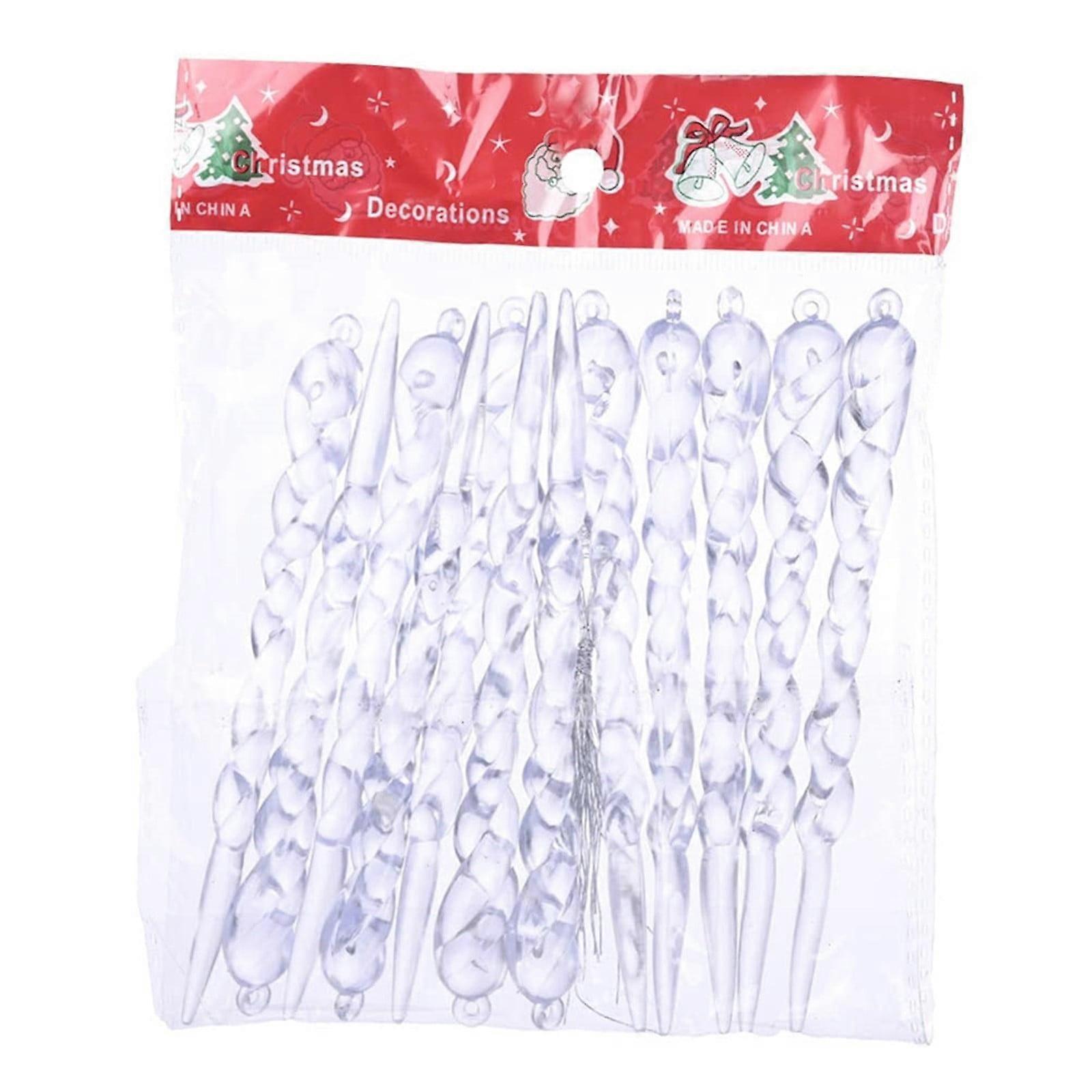 Transparent Icicle Hanging Ornaments Threaded Icicle Ice Columns For Christmas Tree Decoration 12Pc
