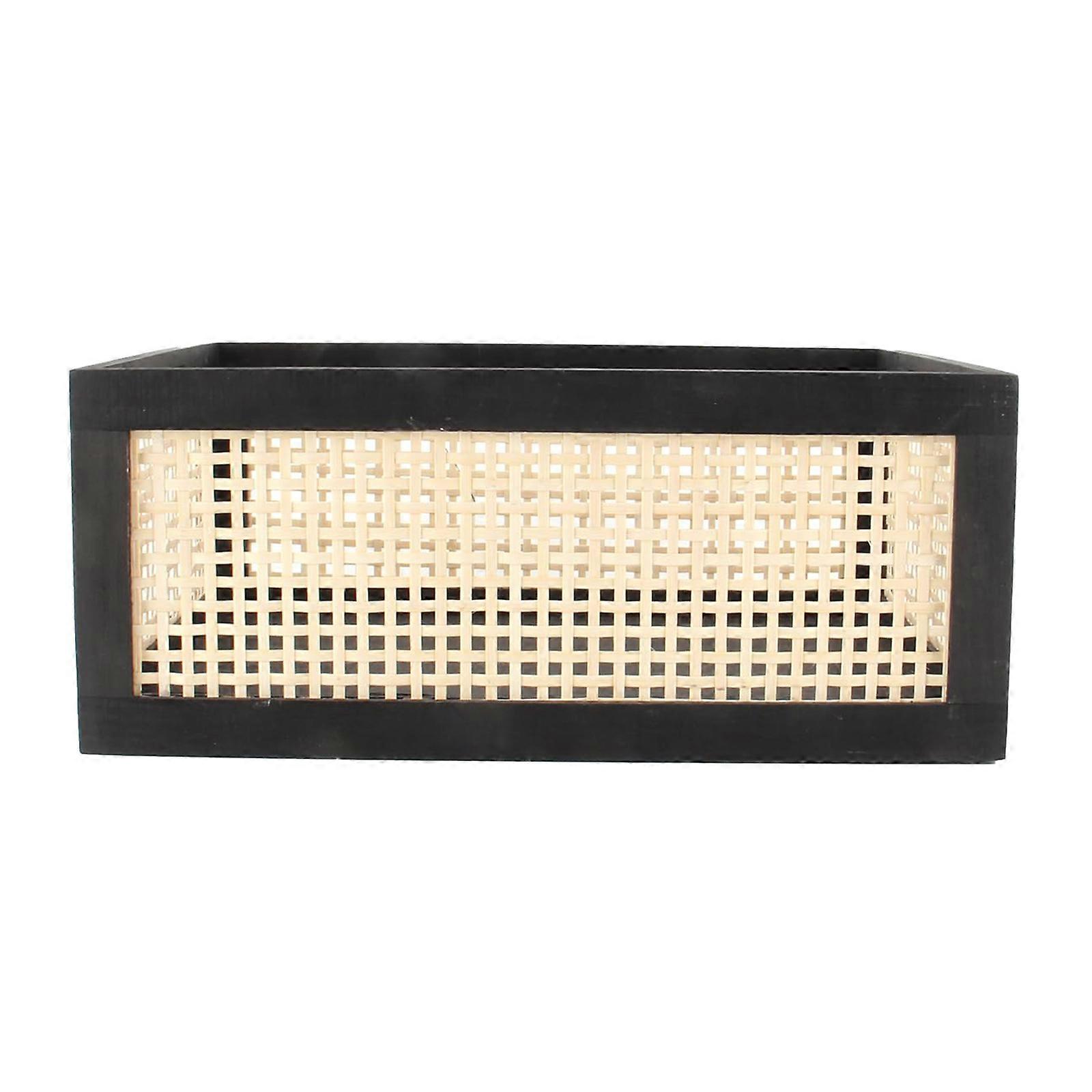 Elegant Charm Rectangular Storage Basket Crafted From Wood and Bamboos Portable for Cabinet Space Saving Designs Multicolor