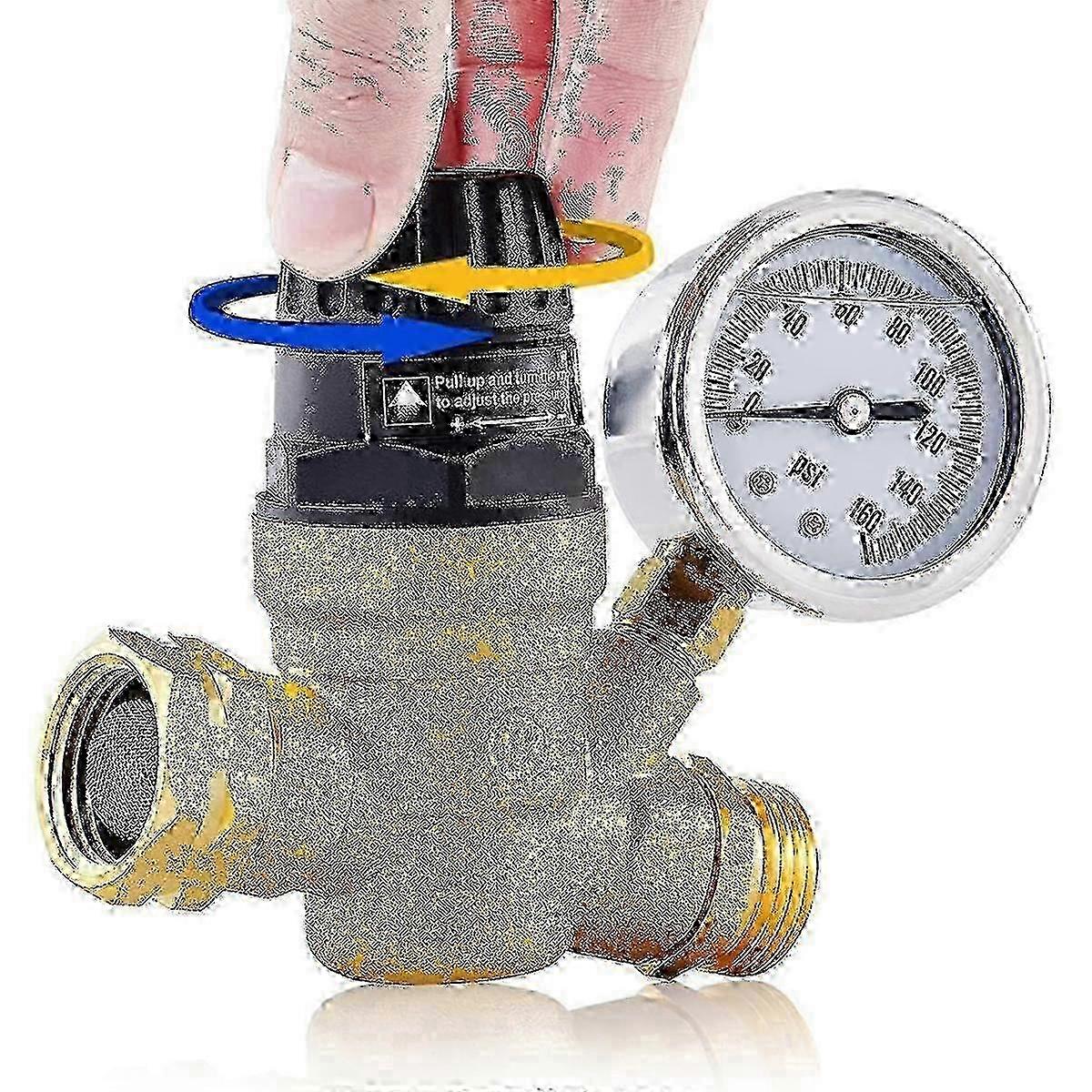 Newly Adjustable RV Water Pressure Regulator with Gauge, Inlet Screen Filter for Camper Travel Trailers