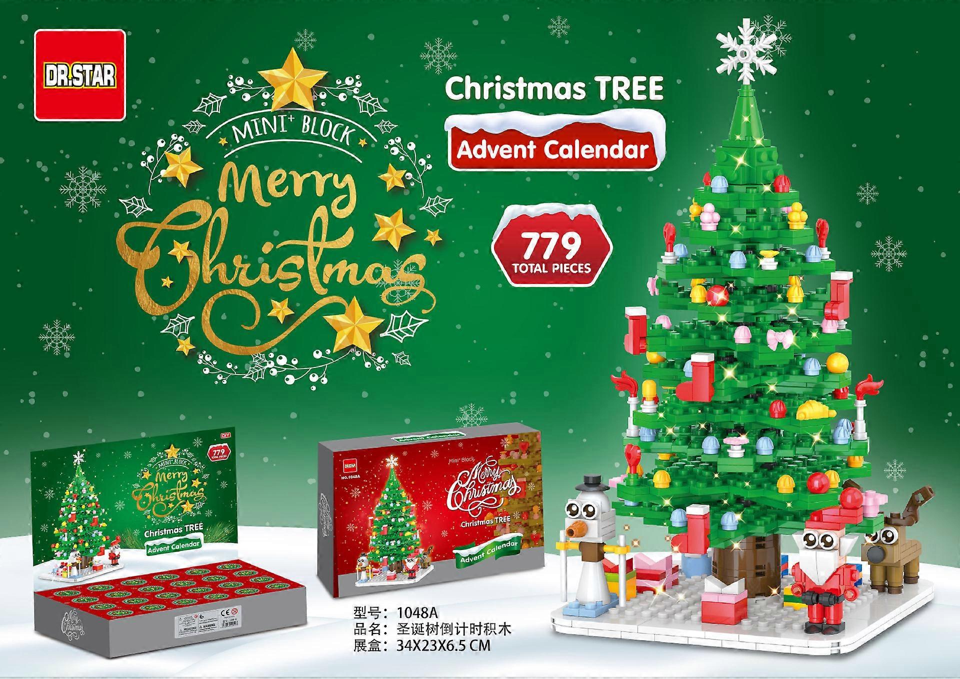 Christmas is coming! Tear-off calendar blind box 24-day countdown assembly mini ornament building block set surprise gift 1048A Christmas tree
