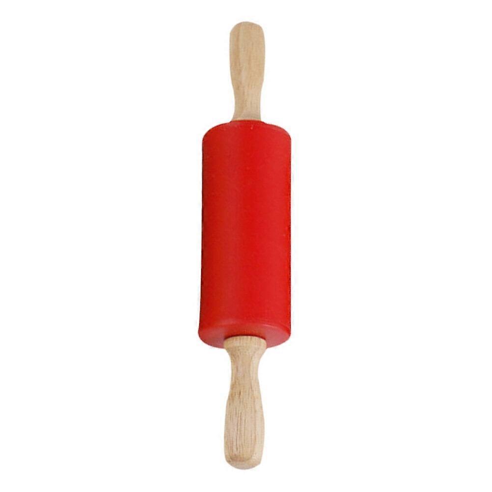 Cookie Rolling Pin Pizza Dough Roller Toy Rollers Mini Sticks for Baking Red Child