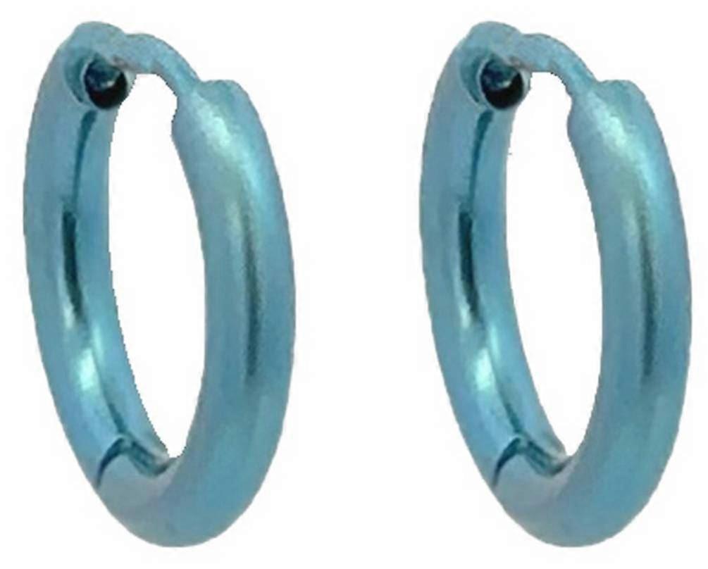 Ti2 Titanium Small Round Hinged Hoop Earrings - Light Blue