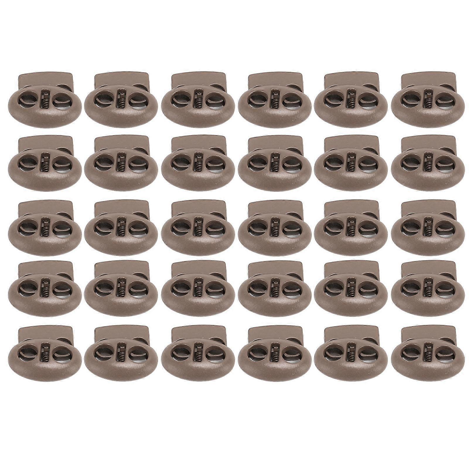 30Pcs Metal Cord Locks Double Hole Zinc Alloy Durable Light Multi Purpose Cord Stopper for Drawstring Backpack Tent